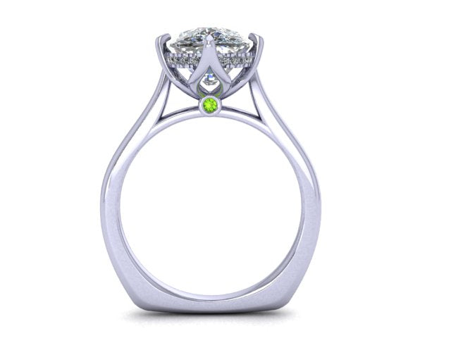 The "Nadia" 14K Custom Setting w/ Euro Shank, Lotus Prongs, and Peekaboo Halo (Setting Only)