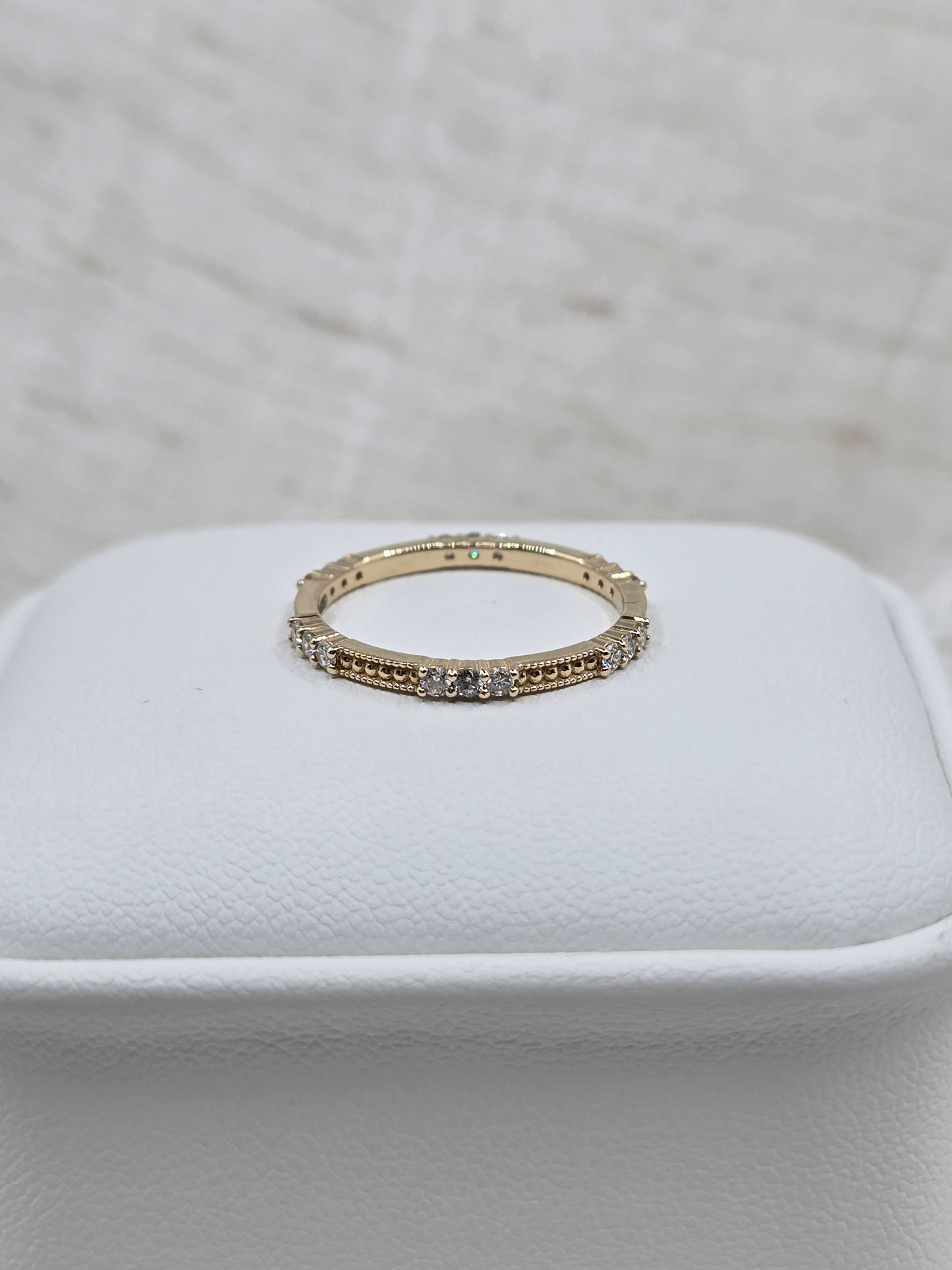 14K The "Stack" Ring with Lab Diamond Stations/Milgrain - Starts at $1350