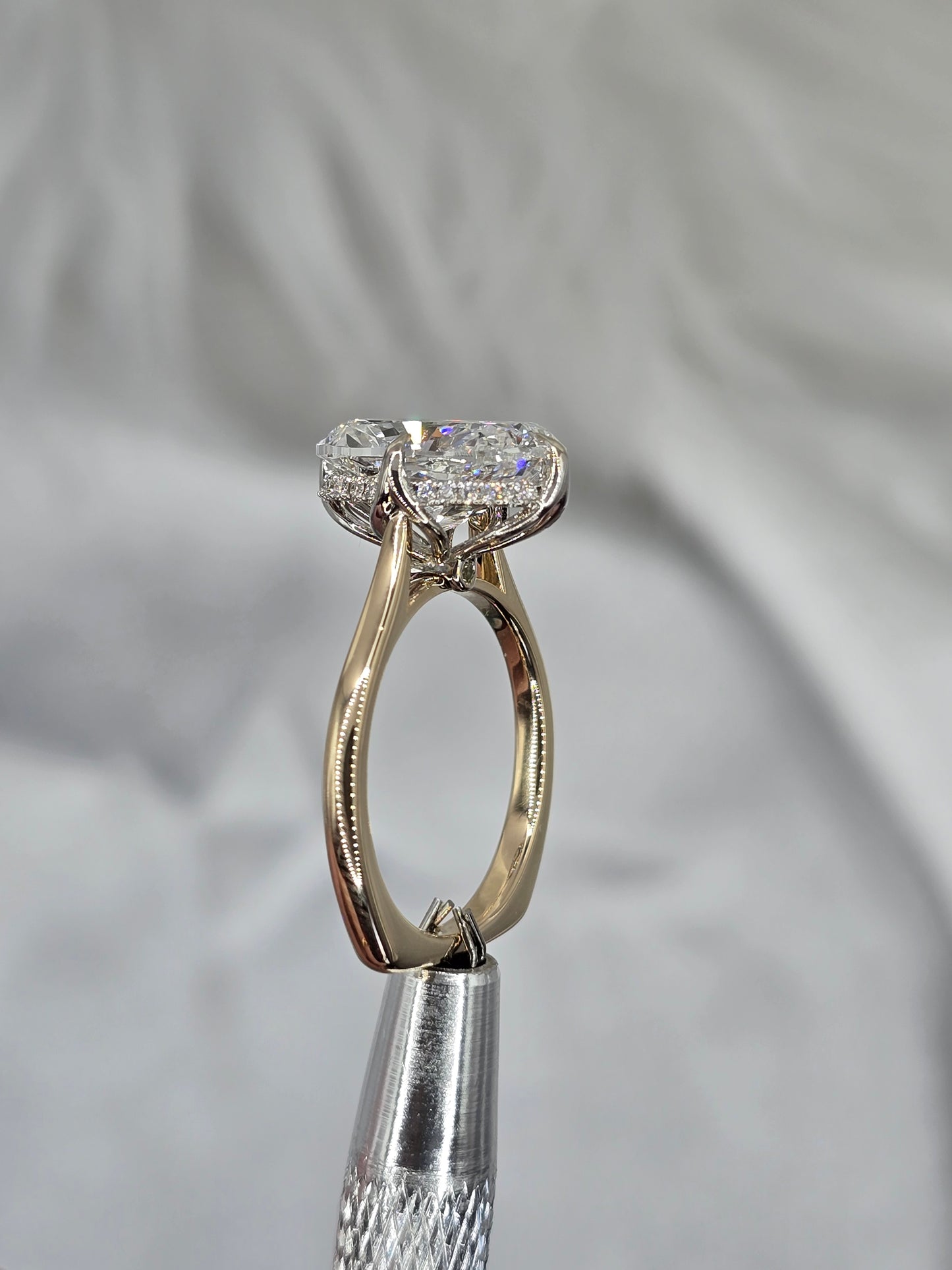 The "Nadia" 14K Custom Setting w/ Euro Shank, Lotus Prongs, and Peekaboo Halo (Setting Only)