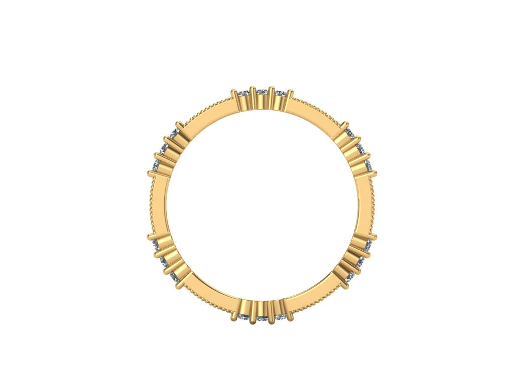 14K The "Stack" Ring with Lab Diamond Stations/Milgrain - Starts at $1350