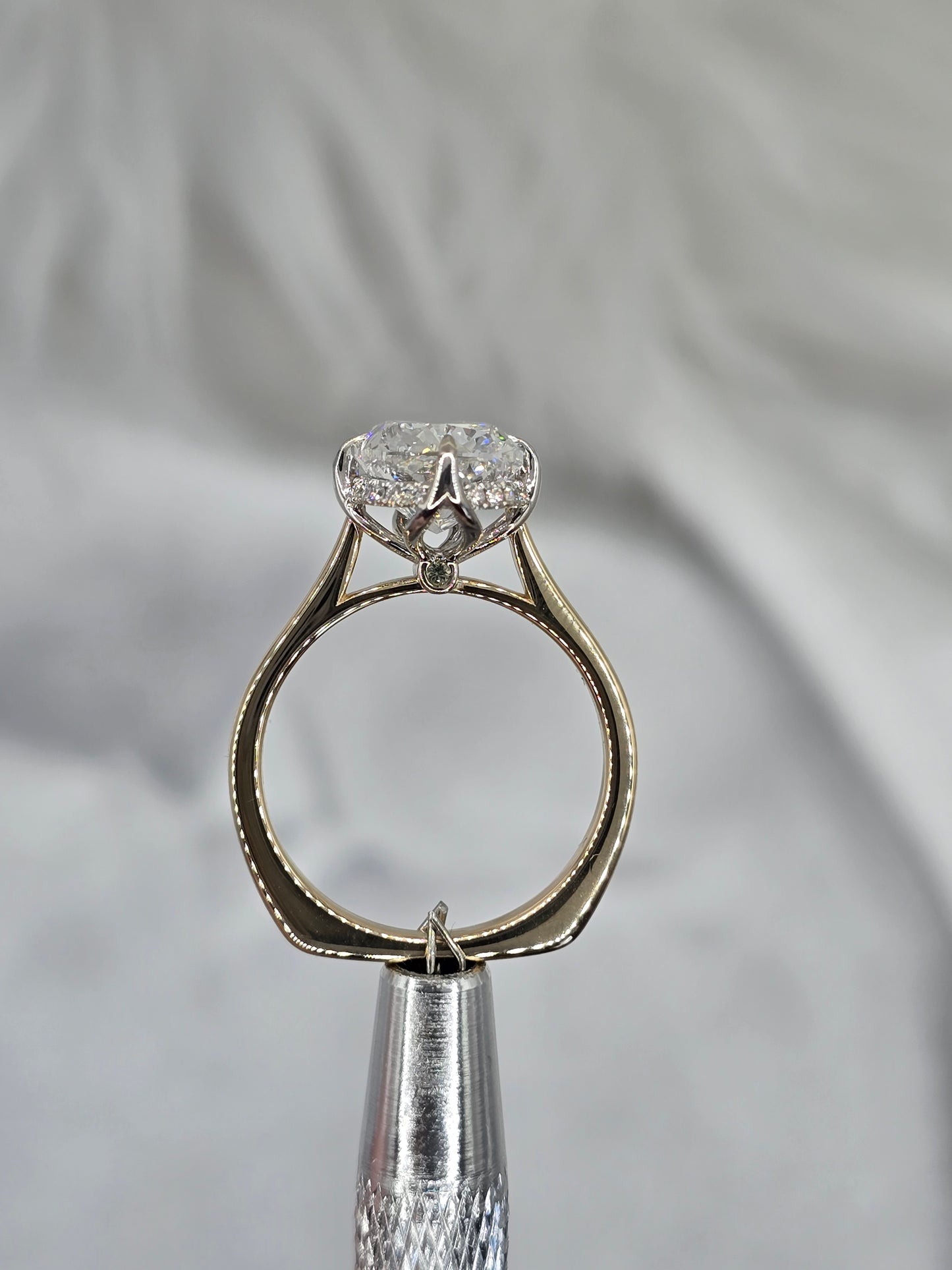 The "Nadia" 14K Custom Setting w/ Euro Shank, Lotus Prongs, and Peekaboo Halo (Setting Only)