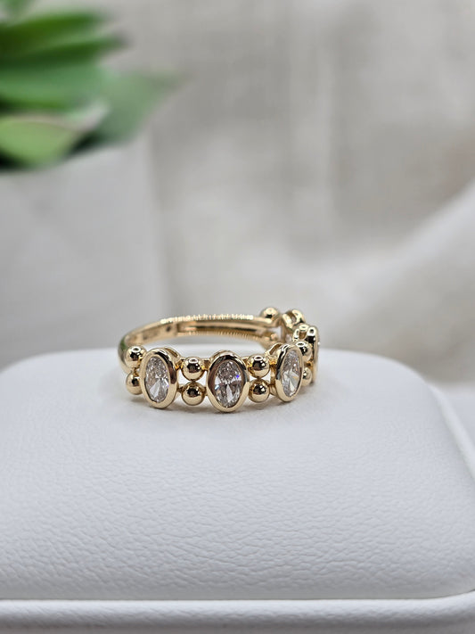 14K Bead 1 Ctw Oval Lab Diamond Ring
