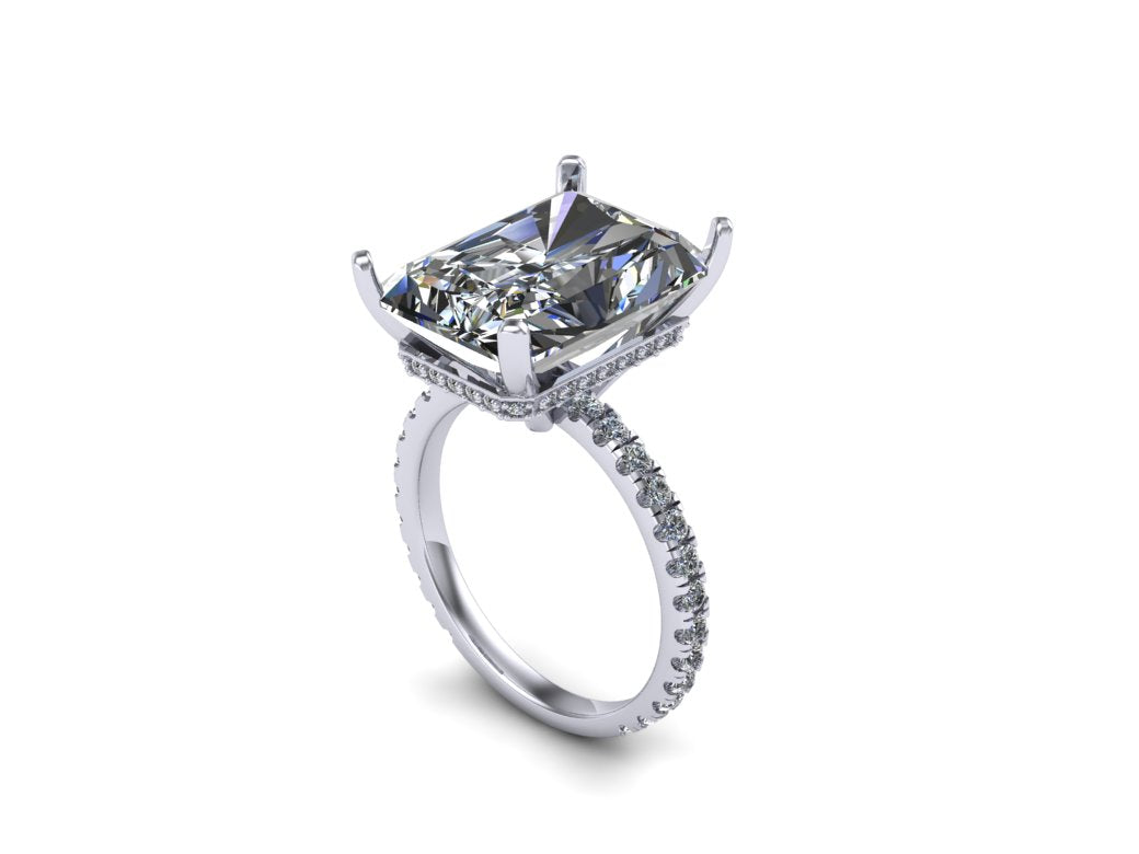 The "Mariah" Custom Platinum Pavé Reverse Halo Lab Diamond Engagement Ring (Setting Only)