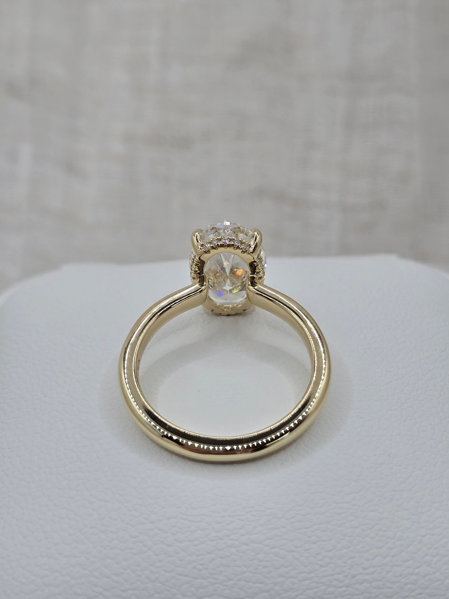 Custom 3.10 ct E/VS1 Oval Lab Diamond Ring with Hidden Halo - Size 6