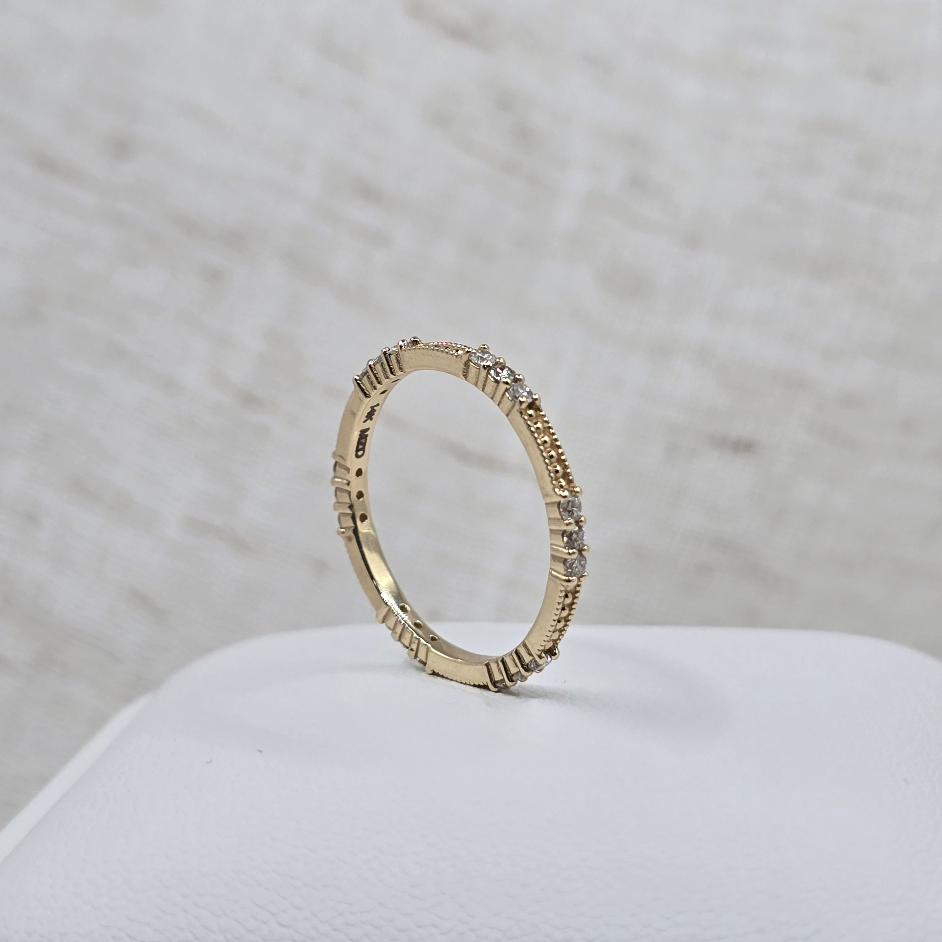 10K The "Stack" Ring with Trilogy Lab Diamonds/Milgrain