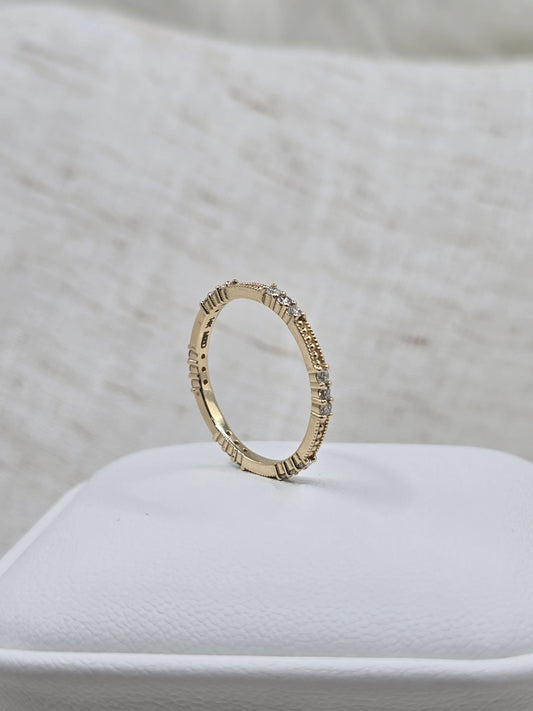 10K The "Stack" Ring with Trilogy Lab Diamonds/Milgrain - Starts at $1175