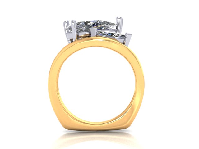 The "Austin" 14K Sculptural Custom Design Ring w/ a 2 Carat Pear & 1/4 ct Marquise Lab Diamond