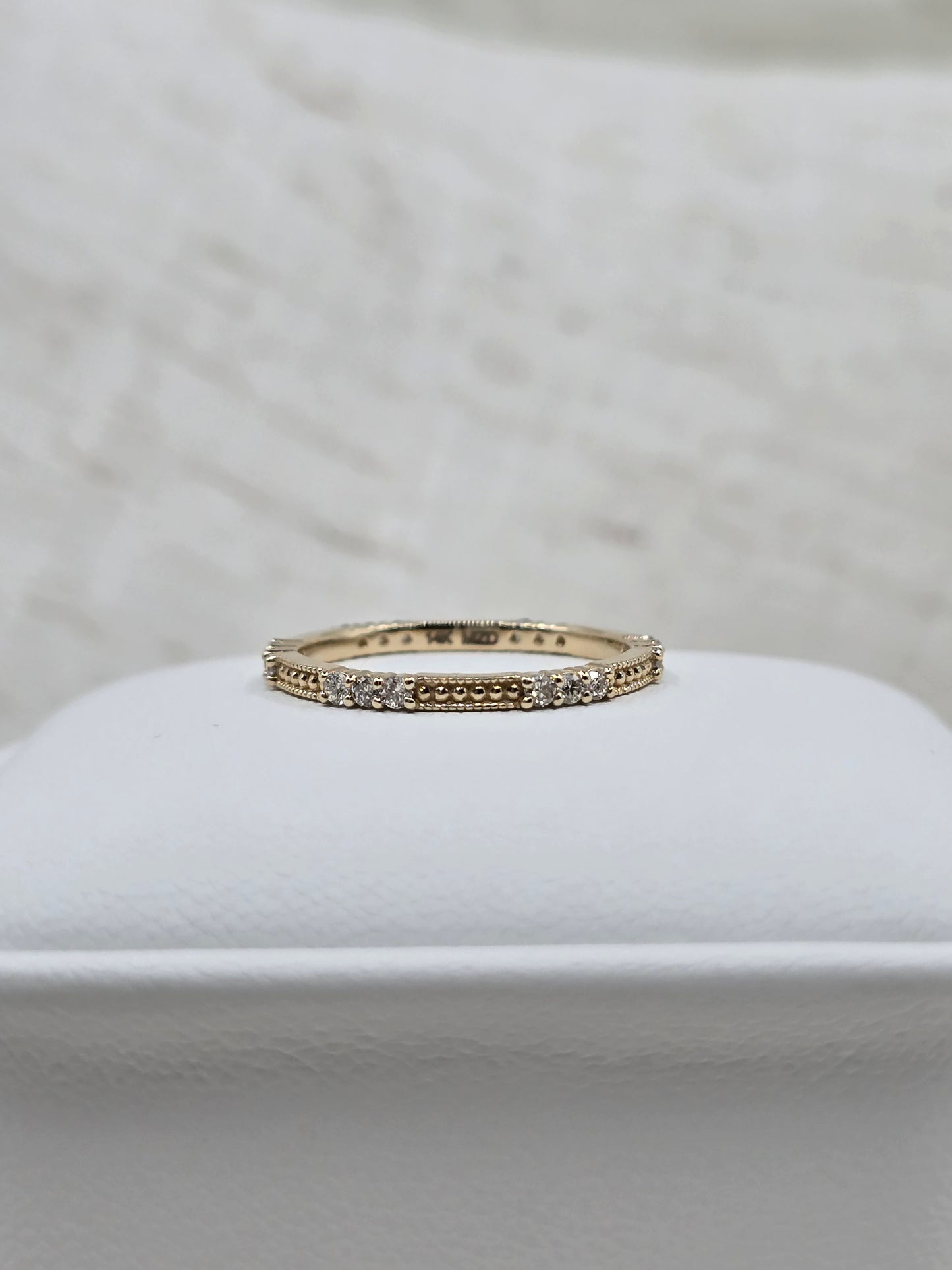 10K The "Stack" Ring with Trilogy Lab Diamonds/Milgrain - Starts at $1175